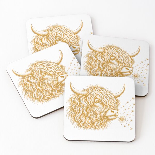 Item preview, Highland Cow Blowing Dandelion Farmhouse Line Art Design designed and sold by VGAfanatic.