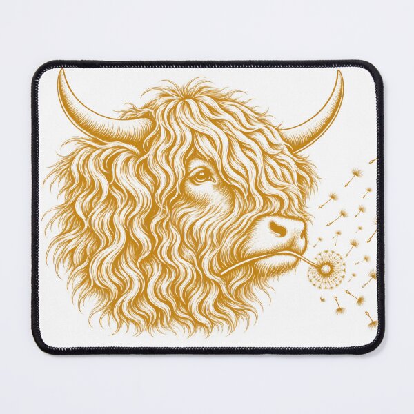 Item preview, Highland Cow Blowing Dandelion Farmhouse Line Art Design designed and sold by VGAfanatic.