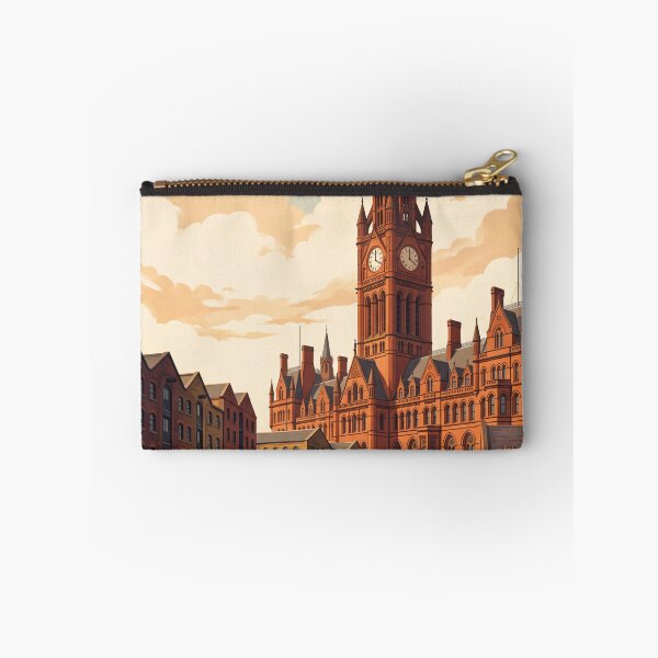 Item preview, Manchester England Vintage Travel Art – Victorian Clock Tower & Canal Cityscape designed and sold by Bomax121.