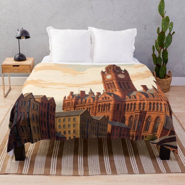 Item preview, Manchester England Vintage Travel Art – Victorian Clock Tower & Canal Cityscape designed and sold by Bomax121.