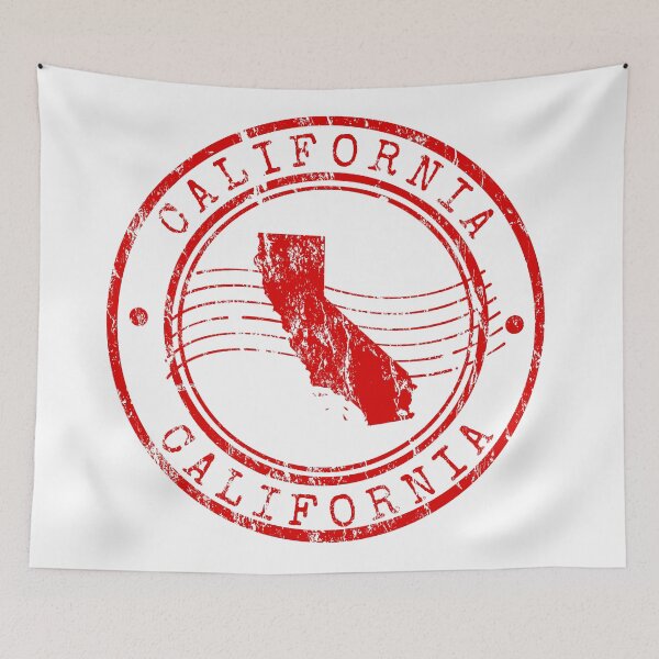 Aperçu de l'œuvre California State Map Vintage Red Rubber Stamp créée et vendue par chaaval.