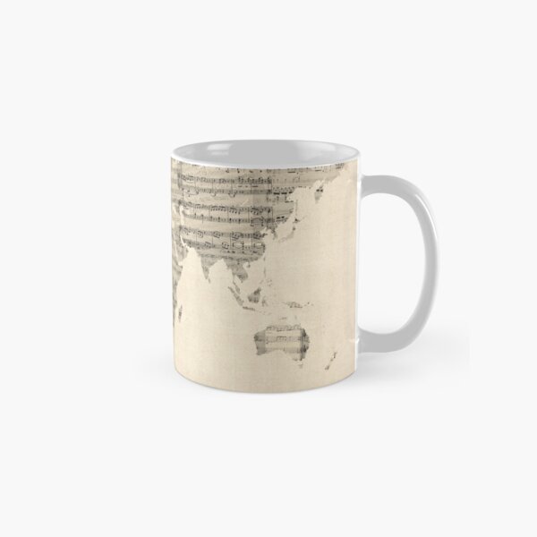 Map of the World Map from Old Sheet Music Classic Mug