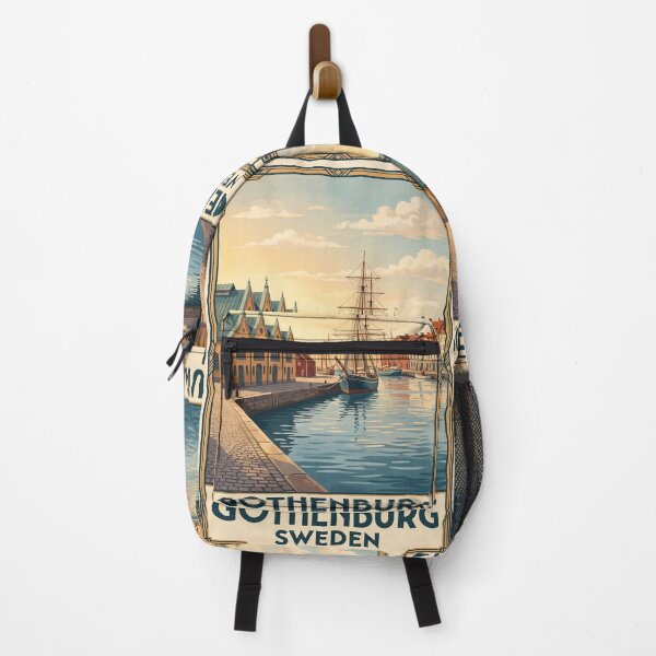 Item preview, Gothenburg Sweden Vintage Travel Art – Feskekörka, Canal & Historic Harbour designed and sold by Bomax121.