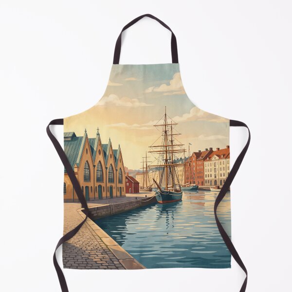 Item preview, Gothenburg Sweden Vintage Travel Art – Feskekörka, Canal & Historic Harbour designed and sold by Bomax121.