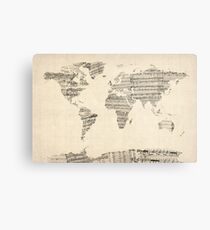 Map of the World Map from Old Sheet Music Metal Print