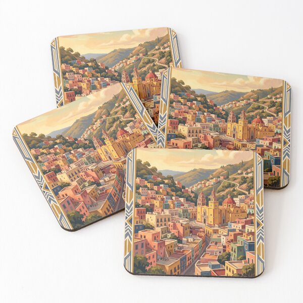 Item preview, Guanajuato Mexico Vintage Travel Art – Colorful Hillside & Historic Center designed and sold by Bomax121.