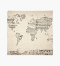 Map of the World Map from Old Sheet Music Scarf