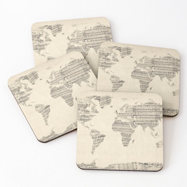Item preview, Map of the World Map from Old Sheet Music designed and sold by ArtPrints.