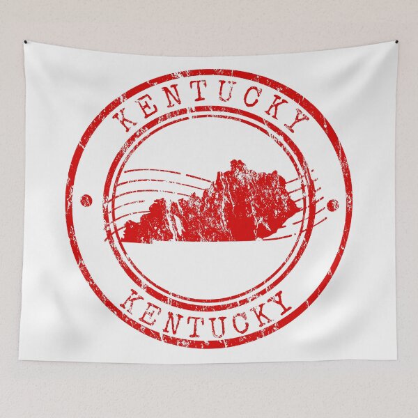 Aperçu de l'œuvre Kentucky State Map Vintage Red Rubber Stamp créée et vendue par chaaval.