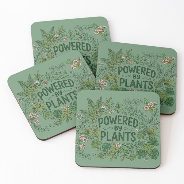 Item preview, Powered By Plants Vegan Floral Botanical Leaf Art designed and sold by Wild-way Art.