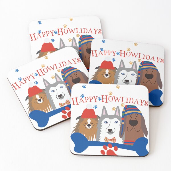 Item preview, Happy Howlidays Funny Dog Christmas Crew with Winter Hats Art designed and sold by Aelmajaoui.