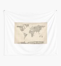 Karte der Weltkarte aus alten Noten Wandbehang