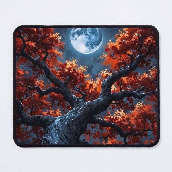 Item preview, Red Autumn Tree Full Moon Night Sky Fantasy Landscape designed and sold by LYAN-STORE.