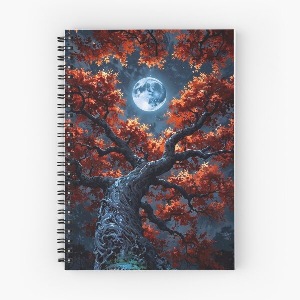 Item preview, Red Autumn Tree Full Moon Night Sky Fantasy Landscape designed and sold by LYAN-STORE.