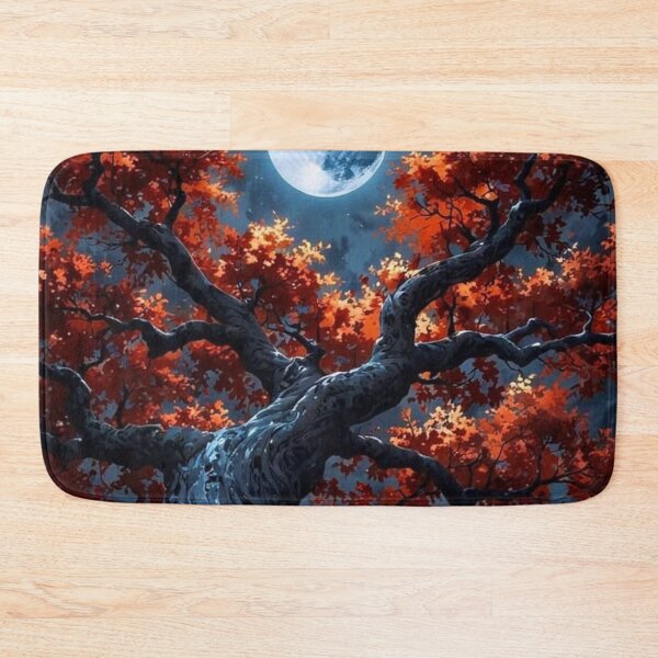 Item preview, Red Autumn Tree Full Moon Night Sky Fantasy Landscape designed and sold by LYAN-STORE.