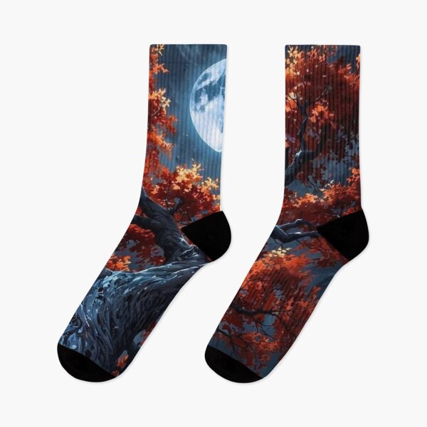 Item preview, Red Autumn Tree Full Moon Night Sky Fantasy Landscape designed and sold by LYAN-STORE.