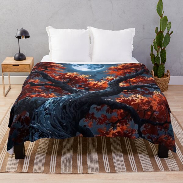 Item preview, Red Autumn Tree Full Moon Night Sky Fantasy Landscape designed and sold by LYAN-STORE.