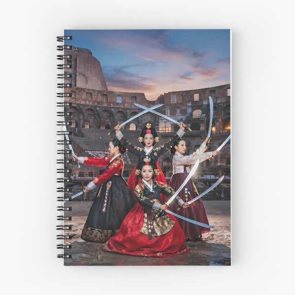 Item preview, Korean Traditional Sword Dance at Colosseum Art Print, Hanbok Warriors Cultural Fusion Design designed and sold by SOOstudio73.