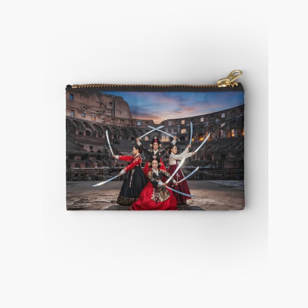 Item preview, Korean Traditional Sword Dance at Colosseum Art Print, Hanbok Warriors Cultural Fusion Design designed and sold by SOOstudio73.