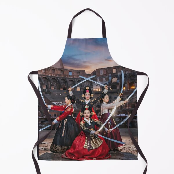 Item preview, Korean Traditional Sword Dance at Colosseum Art Print, Hanbok Warriors Cultural Fusion Design designed and sold by SOOstudio73.