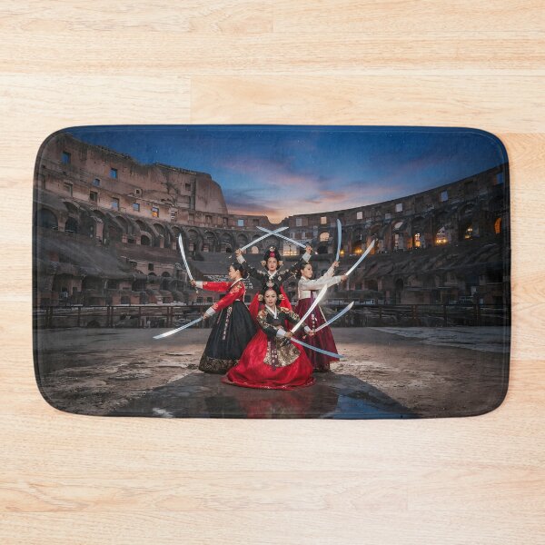 Item preview, Korean Traditional Sword Dance at Colosseum Art Print, Hanbok Warriors Cultural Fusion Design designed and sold by SOOstudio73.