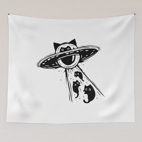 Item preview, Alien Cat Abduction Flying Saucer Design designed and sold by SoyLamderma.