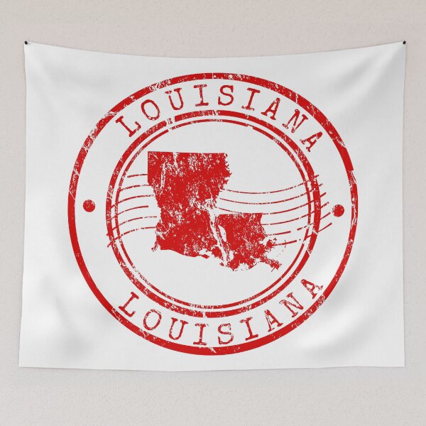 Aperçu de l'œuvre Louisiana State Map Vintage Red Rubber Stamp créée et vendue par chaaval.