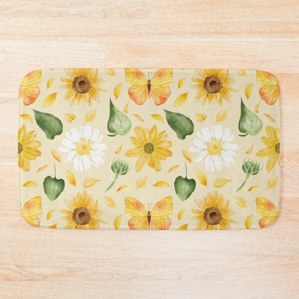 Item preview, Yellow Sunflower & Butterfly Watercolor Seamless Pattern designed and sold by SmallDart Creations.