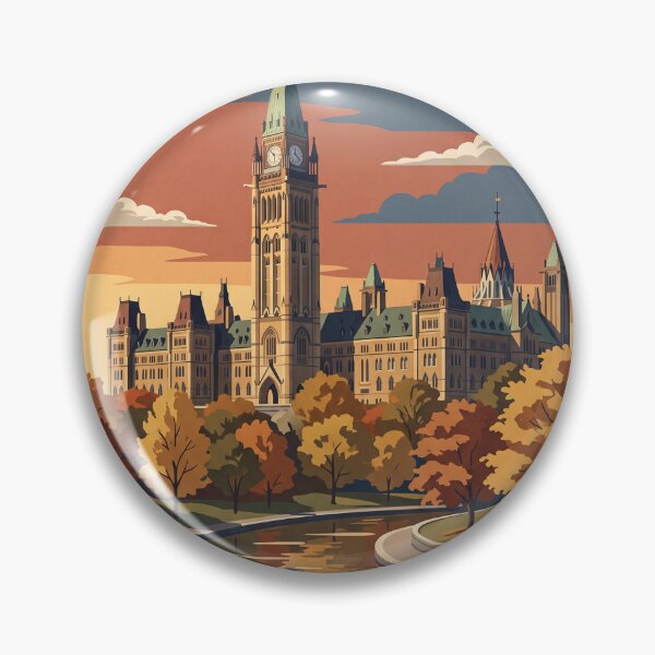 Item preview, Ottawa Canada Vintage Travel Art – Parliament Hill & Rideau Canal designed and sold by Bomax121.