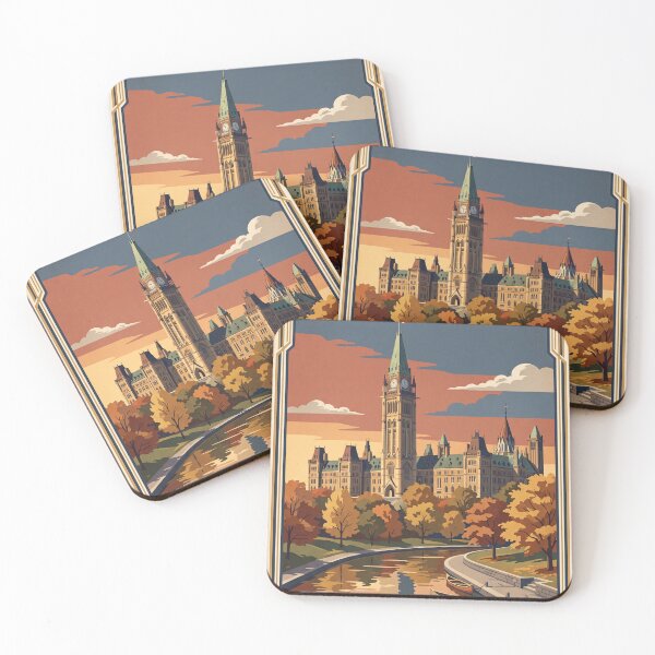 Item preview, Ottawa Canada Vintage Travel Art – Parliament Hill & Rideau Canal designed and sold by Bomax121.