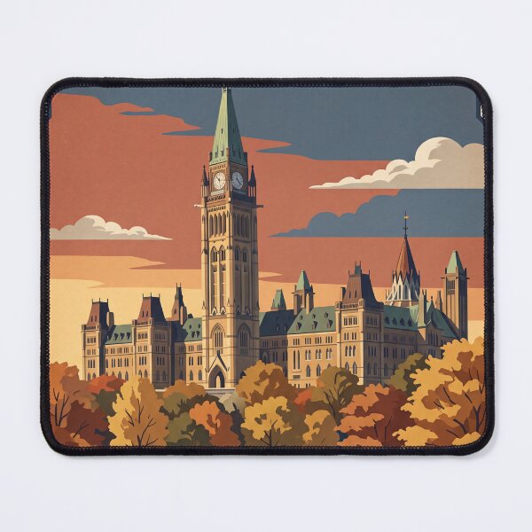Item preview, Ottawa Canada Vintage Travel Art – Parliament Hill & Rideau Canal designed and sold by Bomax121.