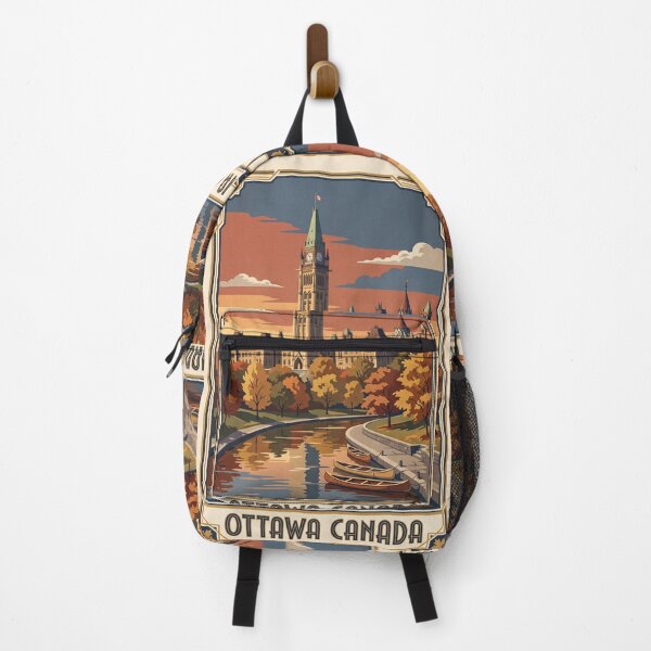 Item preview, Ottawa Canada Vintage Travel Art – Parliament Hill & Rideau Canal designed and sold by Bomax121.