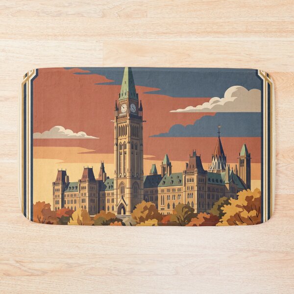 Item preview, Ottawa Canada Vintage Travel Art – Parliament Hill & Rideau Canal designed and sold by Bomax121.