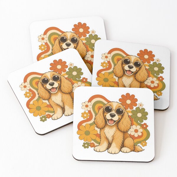 Item preview, Groovy Retro Dog with Sunglasses and Flowers designed and sold by Snurly.