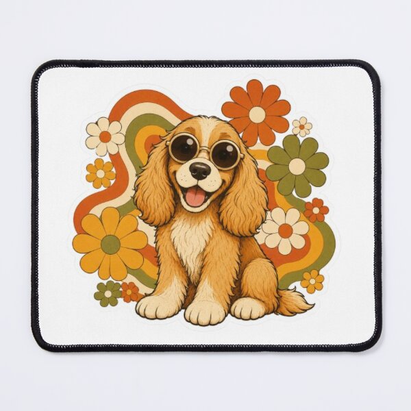 Item preview, Groovy Retro Dog with Sunglasses and Flowers designed and sold by Snurly.