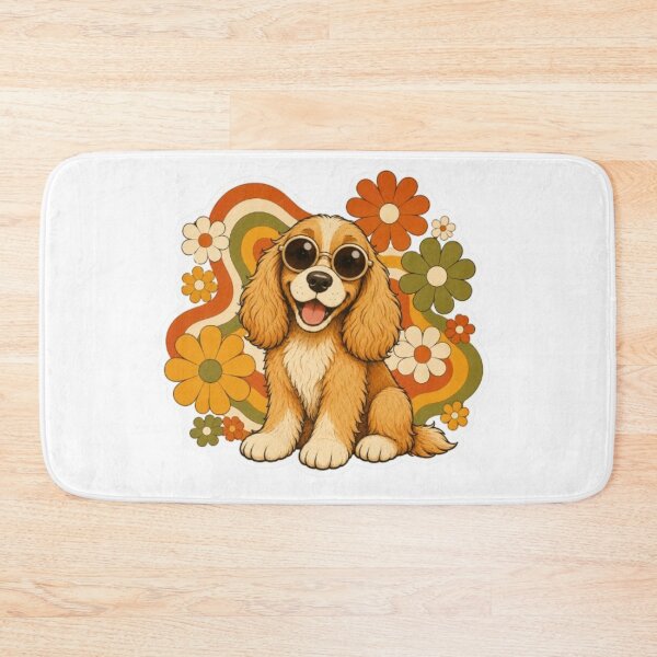 Item preview, Groovy Retro Dog with Sunglasses and Flowers designed and sold by Snurly.