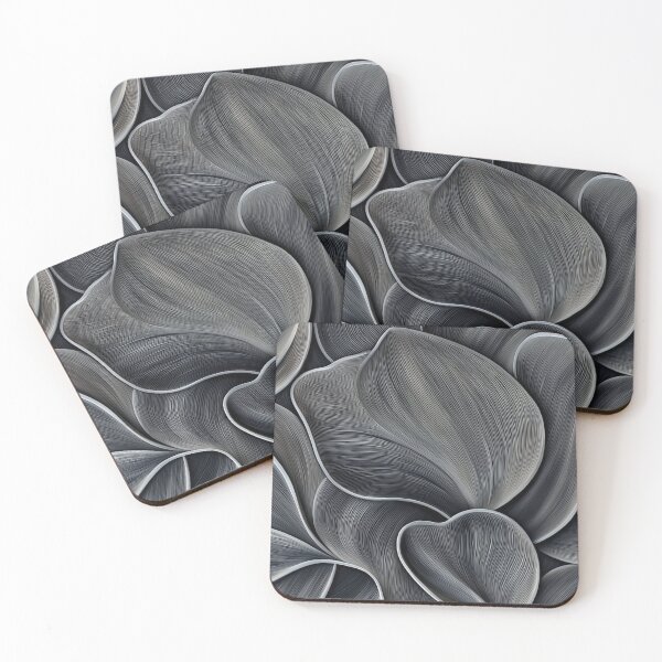 Item preview, Dark Charcoal Metallic Floral Petals 3D Embossed Abstract Pattern designed and sold by LYAN-STORE.