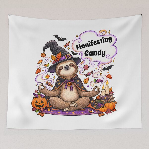 Item preview, Manifesting Candy – Witch Sloth Meditation Halloween Design designed and sold by Buli89.