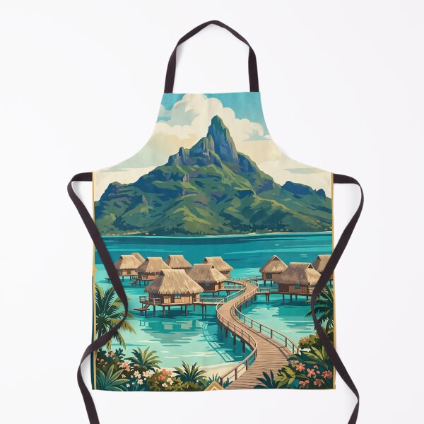 Item preview, Bora Bora French Polynesia Vintage Travel Art – Mount Otemanu & Tropical Lagoon designed and sold by Bomax121.