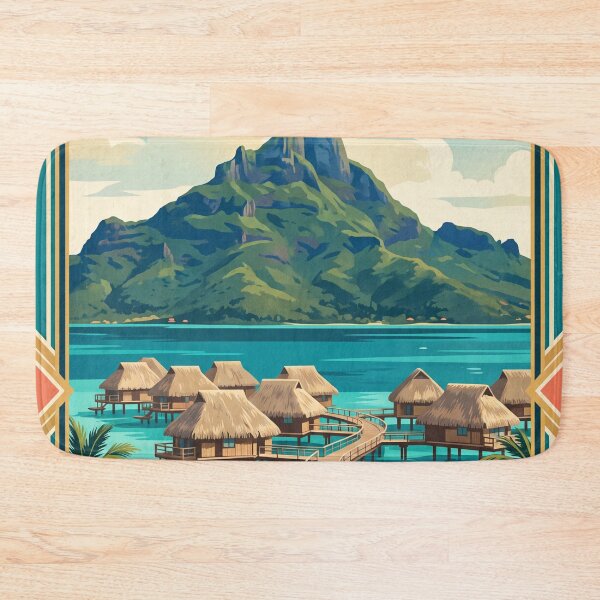 Item preview, Bora Bora French Polynesia Vintage Travel Art – Mount Otemanu & Tropical Lagoon designed and sold by Bomax121.