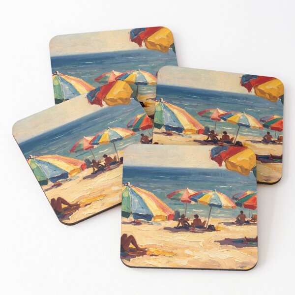 Item preview, Vintage Beach Umbrellas Retro Summer Painting designed and sold by ArtAmbience.