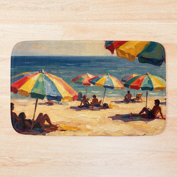 Item preview, Vintage Beach Umbrellas Retro Summer Painting designed and sold by ArtAmbience.