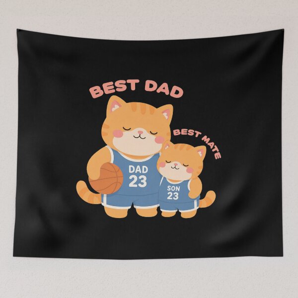 Item preview, El mejor papá, el mejor amigo, familia de gatos, diseño de baloncesto designed and sold by SoyLamderma.