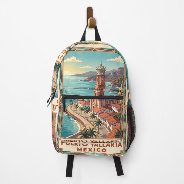 Item preview, Puerto Vallarta Mexico Vintage Travel Art – Coastal Church & Pacific Seafront designed and sold by Bomax121.