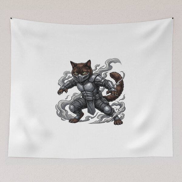 Item preview, Smoke Ninja Cat Warrior – Stealth Shadow Cat designed and sold by TOOBIC.