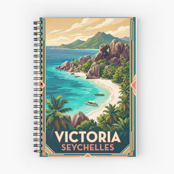 Item preview, Victoria Seychelles Vintage Travel Art – Mahé Tropical Coast & Granite Beach designed and sold by Bomax121.