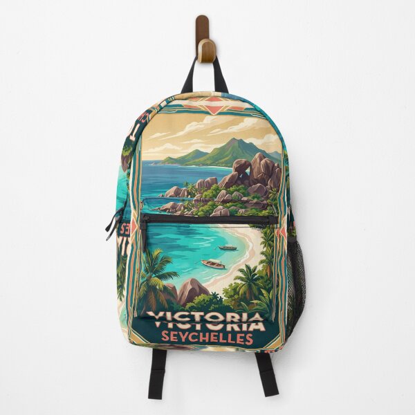 Item preview, Victoria Seychelles Vintage Travel Art – Mahé Tropical Coast & Granite Beach designed and sold by Bomax121.