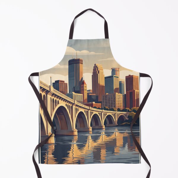 Item preview, Minneapolis USA Vintage Travel Art – Stone Arch Bridge & Mississippi River Skyline designed and sold by Bomax121.