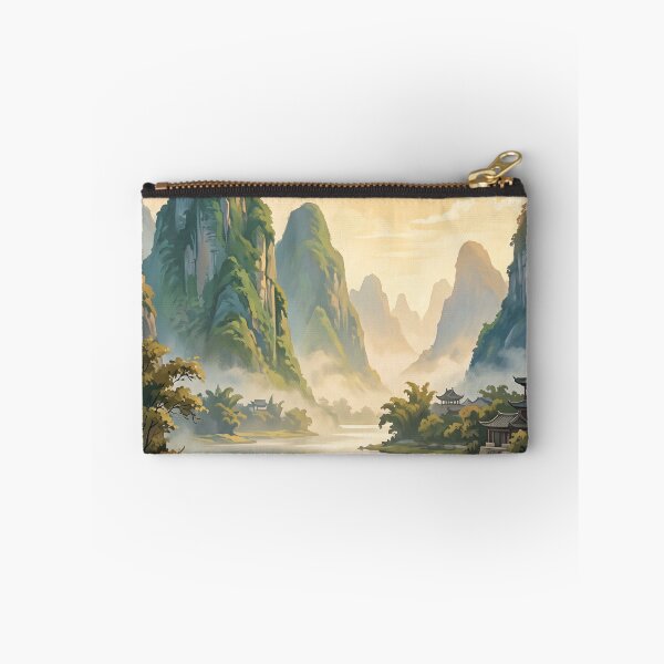 Item preview, Guilin China Vintage Travel Art – Li River, Karst Mountains & Bamboo Raft designed and sold by Bomax121.