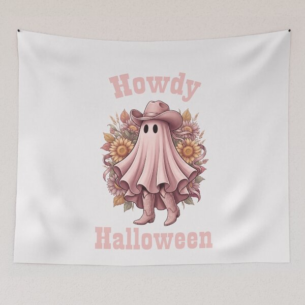 Item preview, Pinkoween Cowboy Ghost & Sunflowers Howdy Halloween designed and sold by MythicCotton.